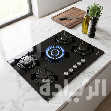 مسطح بلت إن غاز كومتيل (Kumtel) 90 سم – 5 شعلة زجاج أسود C9-50 BTF