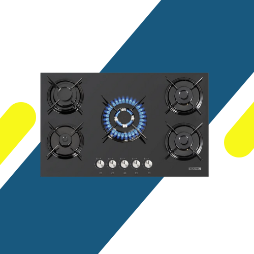 مسطح بلت إن غاز كومتيل (Kumtel) 90 سم – 5 شعلة زجاج أسود C9-50 BTF