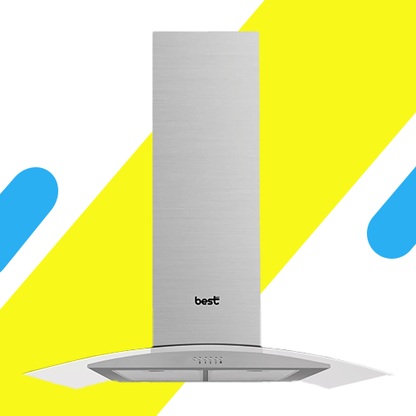 بيست اير شفاط جزيرة زجاجي فضي - 90 سم - قوة شفط 1000 م³/س - 1 موتور IME ايطالي - موديل CAPRI 90 IS INOX