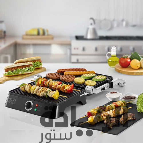 شواية كهرباء  بلاك اند ديكر، 1400 واط، اسود وفضي - CG1400-B5