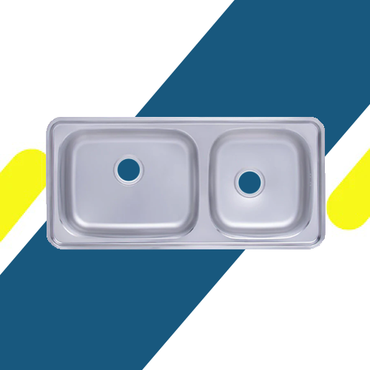 حوض مطبخ سيسو Hans CICO USD 1000 – ستانلس ستيل 304 – بوعائين – مقاس 100×48 سم