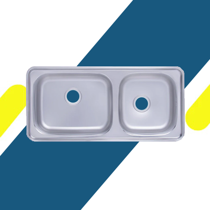 حوض مطبخ سيسو Hans CICO USD 1000 – ستانلس ستيل 304 – بوعائين – مقاس 100×48 سم