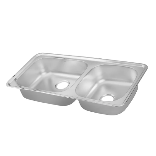 حوض مطبخ سيسو Hans CICO USD 1000 – ستانلس ستيل 304 – بوعائين – مقاس 100×48 سم