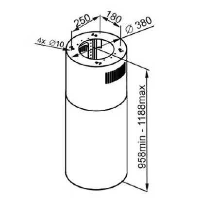 بيست اير شفاط جزيرة استانلس اسطواني اسود - 38 سم - قوة شفط 1000م³/س- 1 موتور IME ايطالي - موديل CONO 38CM BK