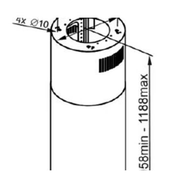 بيست اير شفاط جزيرة استانلس اسطواني فضي - 38 سم - قوة شفط 1000م³/س- 1 موتور IME ايطالي - موديل CONO 38CM IX