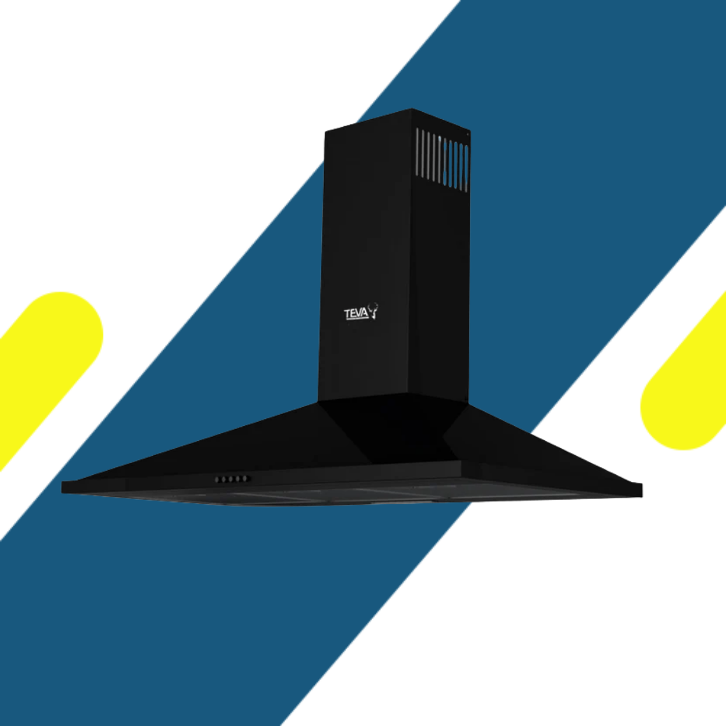 شفاط مطبخ هرمي تيفا (Teva) 90 سم أسود بقوة شفط 750 م³/ساعة – موديل D004.90-750-BLACK