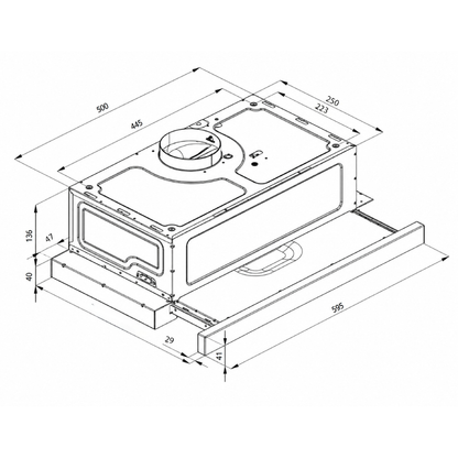 Femas Built-in Hood 60 cm - Suction Power 350 m³/h - Model D008-IXELIT