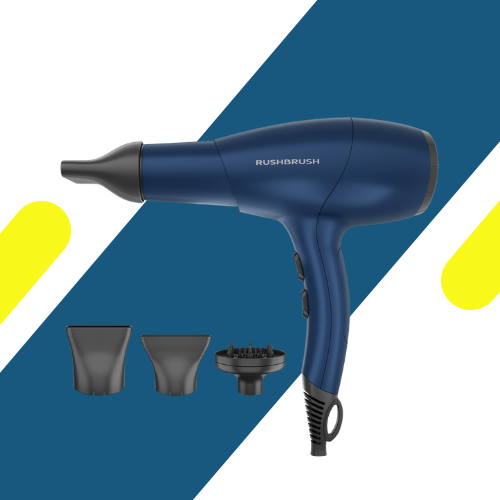 مجفف شعر راش براش (RUSH BRUSH) D3 Ultra-Navy – قوة 2400 وات وتقنية الأيونات لحماية فائقة
