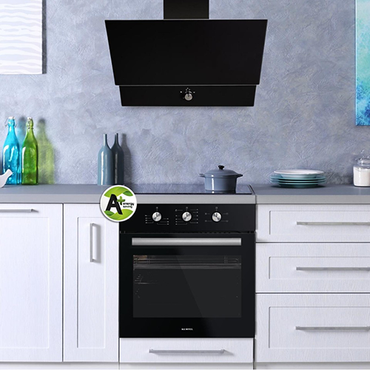 شفاط مطبخ كومتيل زجاج أسود 60 سم بقدرة شفط 650 م³/ساعة – 3 سرعات وإضاءة LED - DA6-830