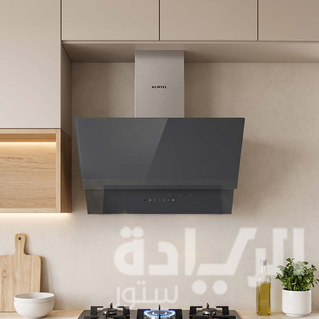 شفاط كومتيل (Kumtel) 60 سم – قوة شفط 650 م3/ساعة وفلاتر كربونية – موديل DA6-835-Anthracite-CR