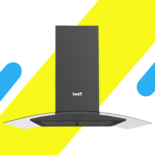 بيست اير شفاط مطبخ زجاجي أسود - 90 سم - قوة شفط 1000 م³/الساعة - 1 موتور FIME ايطالي - موديل DELTA 90CM BK