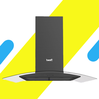 بيست اير شفاط مطبخ زجاجي أسود - 90 سم - قوة شفط 1000 م³/الساعة - 1 موتور FIME ايطالي - موديل DELTA 90CM BK