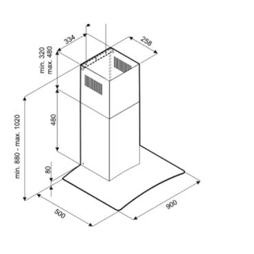 بيست اير شفاط مطبخ زجاجي أسود - 90 سم - قوة شفط 1000 م³/الساعة - 1 موتور FIME ايطالي - موديل DELTA 90CM BK