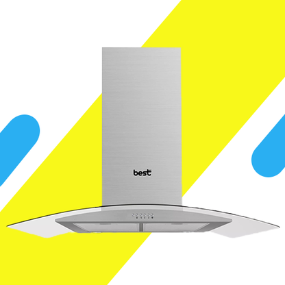 بيست اير شفاط مطبخ زجاجي فضي - 90 سم - قوة شفط 1000 م³/الساعة - 1 موتور FIME ايطالي - موديل DELTA 90CM IX