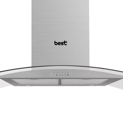 بيست اير شفاط مطبخ زجاجي فضي - 90 سم - قوة شفط 1000 م³/الساعة - 1 موتور FIME ايطالي - موديل DELTA 90CM IX