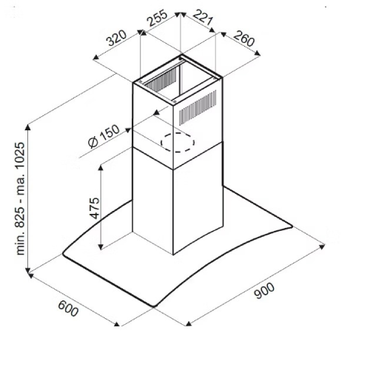 بيست اير شفاط مطبخ زجاجي فضي - 90 سم - قوة شفط 1000 م³/الساعة - 1 موتور FIME ايطالي - موديل DELTA 90CM IX