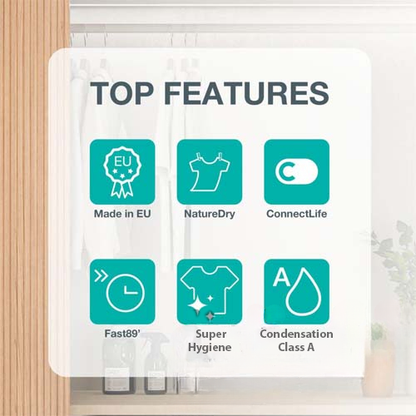 مجفف ملابس ذكي جورينيا 10 كجم – مضخة حرارية – 15 برنامج – تحكم عبر الإنترنت - موديل - DNS12