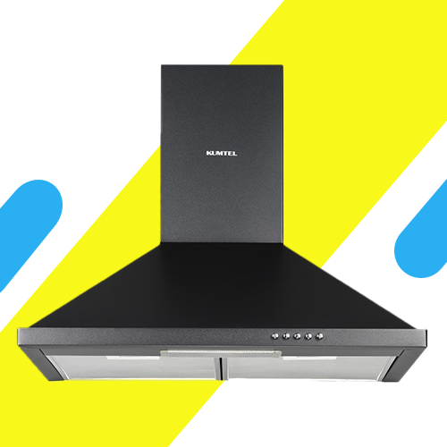 شفاط مطبخ هرمي كومتيل – 60 سم – زجاج أسود – قوة شفط 450 م³/ساعة – 3 سرعات – LED – فلتر مزدوج - DP6-S