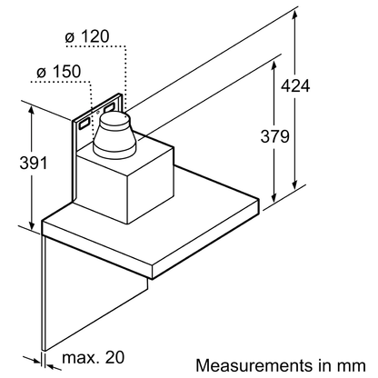 شفاط مطبخ بوش (Bosch) Series 2 حرف T مقاس 90 سم ستانلس ستيل قوة شفط 616 م³/ساعة – موديل DWB95BC50T