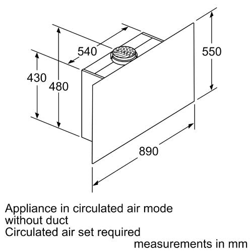 شفاط مطبخ بوش بلت إن سيريس 8 – حائطي 90 سم – أسود أنيق – قوة شفط 730 م³/ساعة - موديل - DWF97RU60