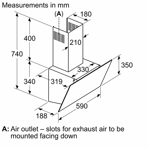شفاط مطبخ بوش جداري 60 سم أسود – Serie 2 بقوة شفط 360 م³/ساعة - DWK63PJ61T