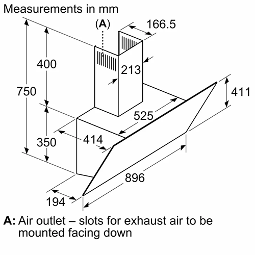شفاط بوش زجاج أسود جداري 90 سم – قوة شفط 700 م³/ساعة – موديل - DWK97PJ60T