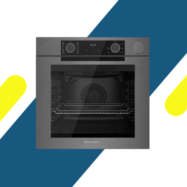 فرن بلت إن كهرباء إيكوماتيك (Ecomatic) 60 سم استانلس ستيل غامق 83 لتر 10 وظائف أيرفراي وبخار وميكروويف وشاشة لمس – موديل E6610PRODX