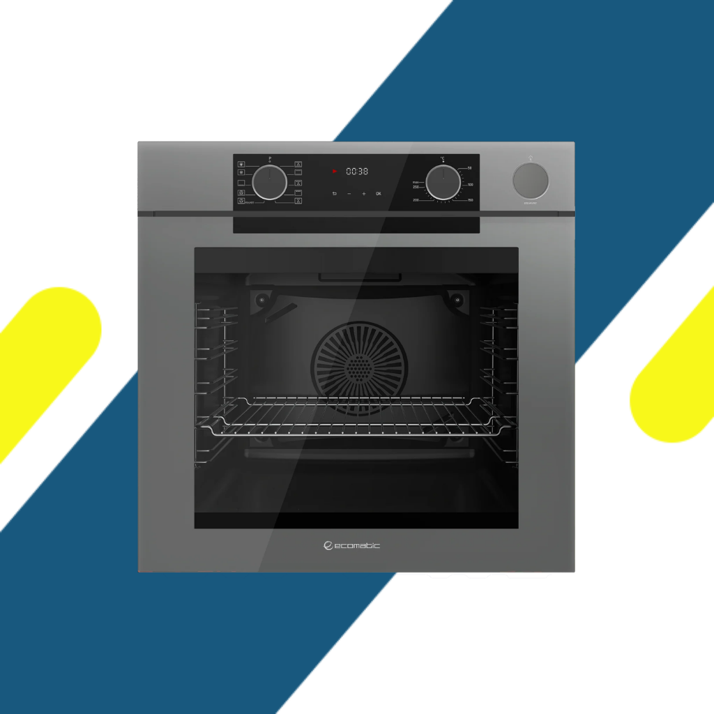 فرن بلت إن كهرباء إيكوماتيك (Ecomatic) 60 سم كريستال رمادي 83 لتر 10 وظائف أيرفراي وبخار وميكروويف وشاشة لمس – موديل E6610PROGR