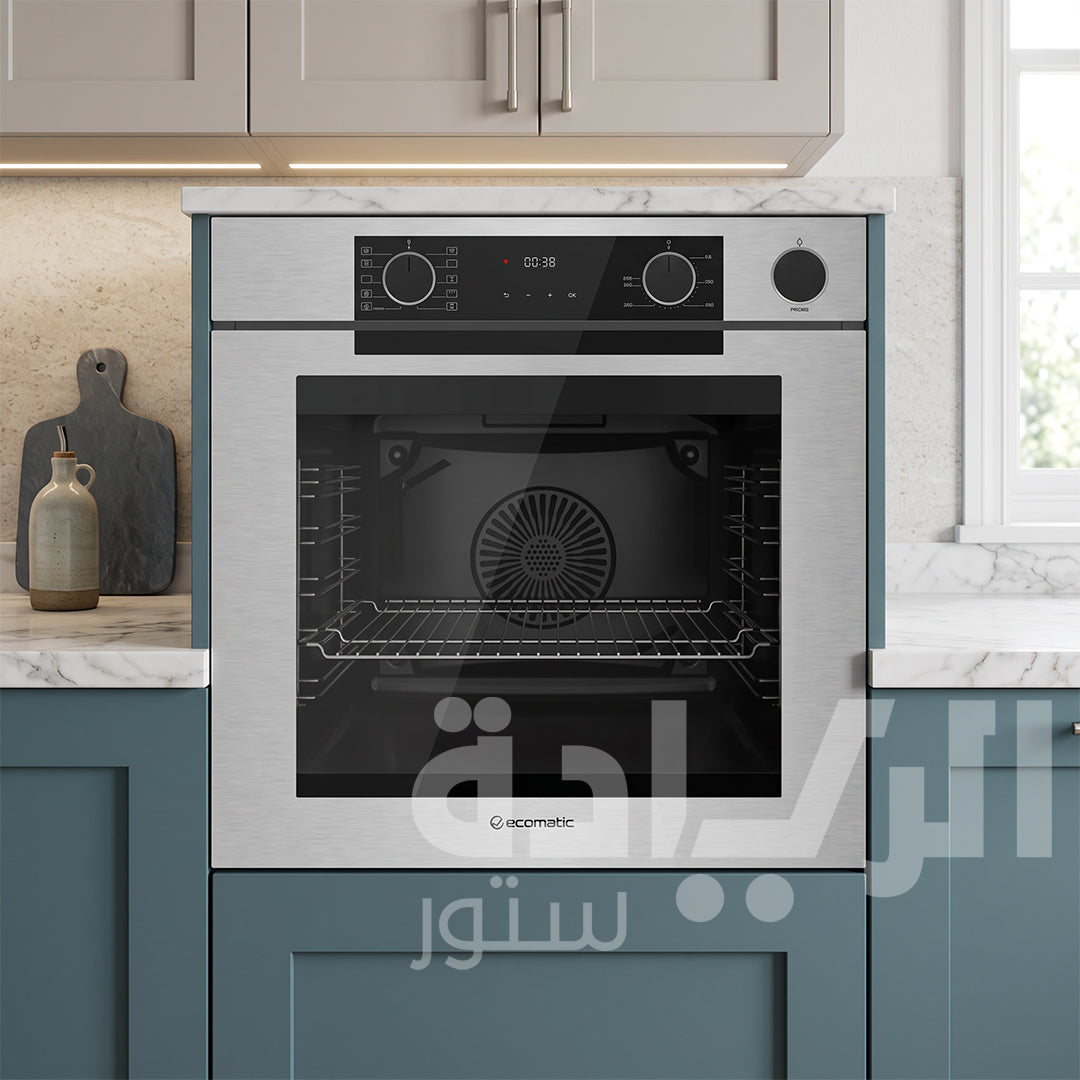 فرن بلت إن كهرباء إيكوماتيك (Ecomatic) 60 سم استانلس ستيل 83 لتر 10 وظائف أيرفراي وبخار وميكروويف وشاشة لمس – موديل E6610PROXX