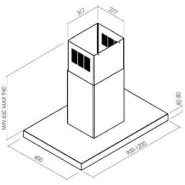 شفاط جزيرة بلت إن من إلبا – 90 سم ستانلس ستيل، قوة شفط 850 م³/ساعة، 3 سرعات، – موديل - ECH 964 X
