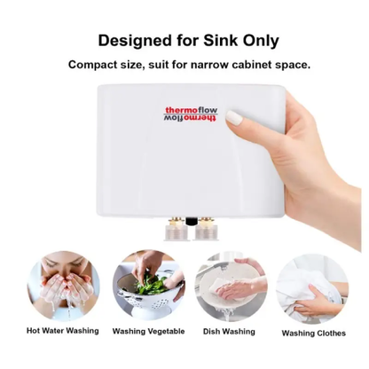 ELEX6 سخان مياه كهربائي فوري 6KW بدون خزان – صغير الحجم لنقطة واحدة – ثيرموفلو