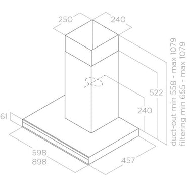 شفاط مطبخ اليكا 90 سم - قوة الشفط 1000 م3/س - موديل - ELICA ADELE