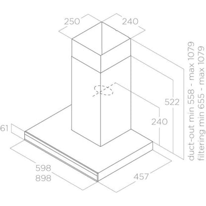 شفاط مطبخ اليكا 90 سم - قوة الشفط 1000 م3/س - موديل - ELICA ADELE