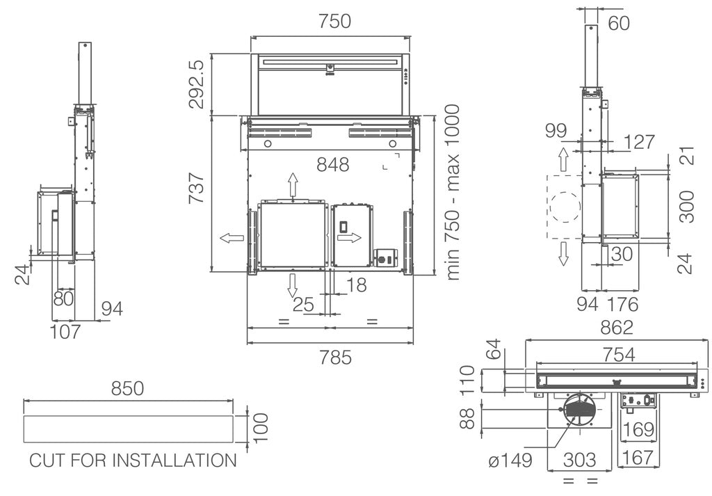 شفاط مطبخ اليكا بلت إن 90 سم – تحكم تاتش + جوال – قوة شفط 950 م³/س – أسود - موديل - ELICA GETUP