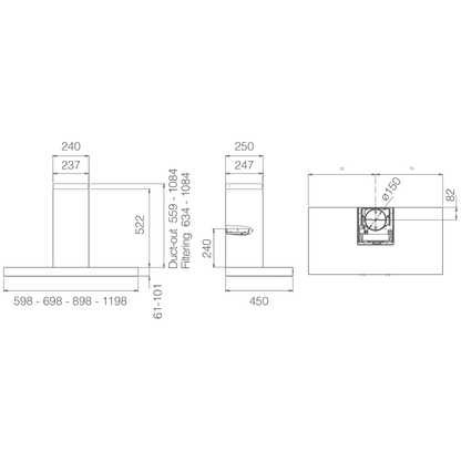 Elica Spot NG Kitchen Hood - 90 cm - 750 m³/h Suction Power - 140W - Stainless Steel