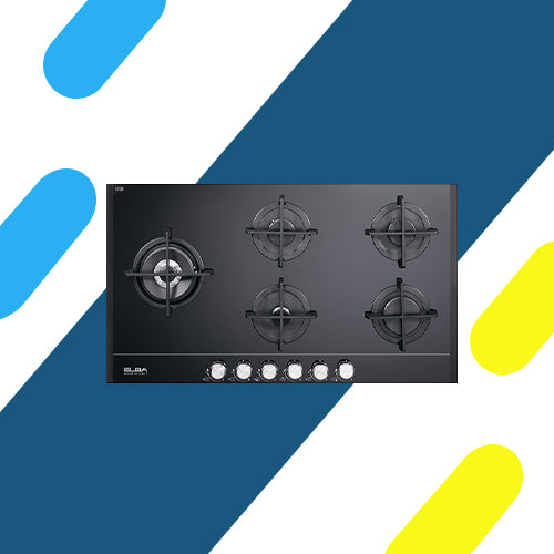 مسطح غاز بلت إن إلبا 90 سم – 5 شعلات – زجاج سيراميك – إشعال إلكتروني – تصميم عصري - ELIO 95-565 CG