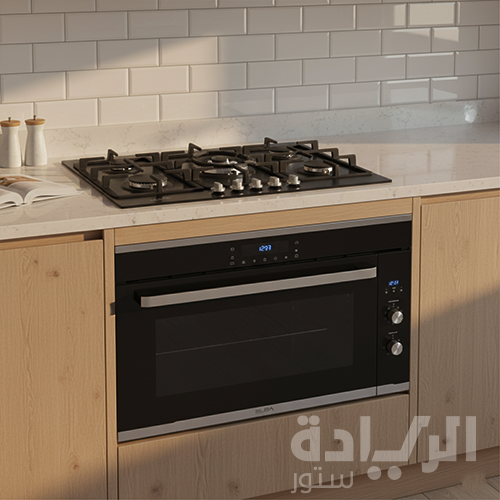 طقم بلت إن إلبا - مسطح غاز البا، 5 شعلة، سيراميك، 90 سم- موديل ELIO95-545CG + فرن غاز بلت إن 90 سم من ماركة إلبا الإيطالية - موديل ELIO910G