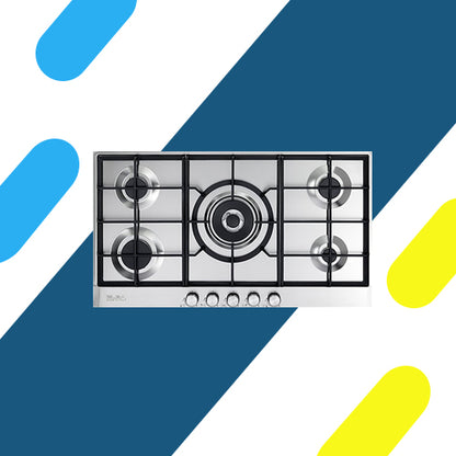 مسطح غاز بلت إن إلبا 90 سم – 5 شعلات – ستانلس ستيل – شعلة ووك – إشعال إلكتروني – موديل – ELIO95-545