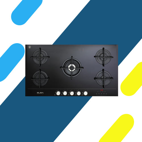 مسطح غاز بلت إن إلبا – 5 شعلات – 90 سم – سيراميك – إشعال إلكتروني – موديل – ELIO95G-MATIK