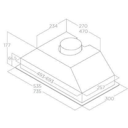 شفاط مطبخ حفر اليكا - لون رصاصي – عرض 52 سم – قوة شفط 350 م³/ساعة – إضاءة LED موديل - ERA