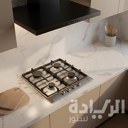 مسطح غاز بلت إن إلبا – 60 سم – 4 شعلات – ستانلس ستيل – فتحة يمين - موديل - ES65-450X