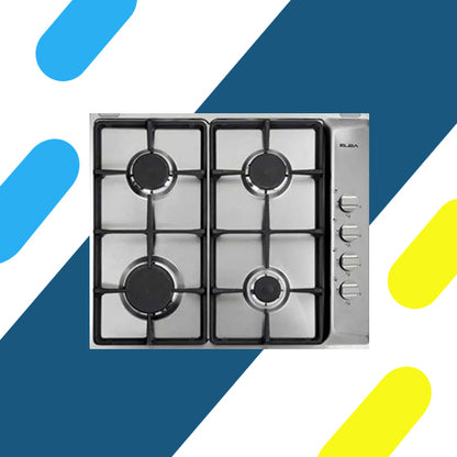 مسطح غاز بلت إن إلبا 60 سم – 4 شعلات – إشعال ذاتي – أمان كامل – ستانلس ستيل - موديل - ES65-450XD