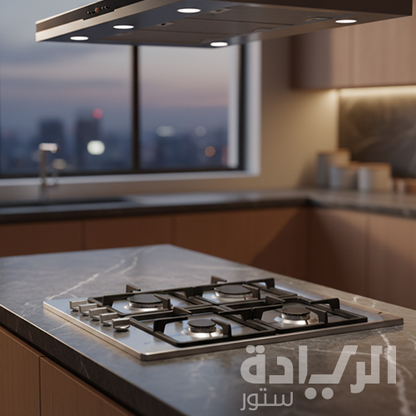 مسطح غاز بلت إن إلبا 60 سم – 4 شعلات – إشعال ذاتي – أمان كامل – ستانلس ستيل - موديل - ES65-450XD