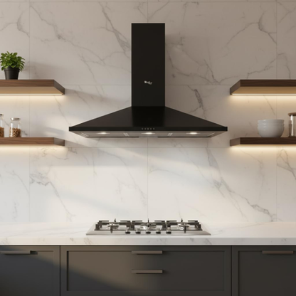 شفاط مطبخ هرمي بيورتي 60 سم مزود بفلتر كربون – قوة شفط 650 م³/ساعة – موديل – ETO BL 60 CM