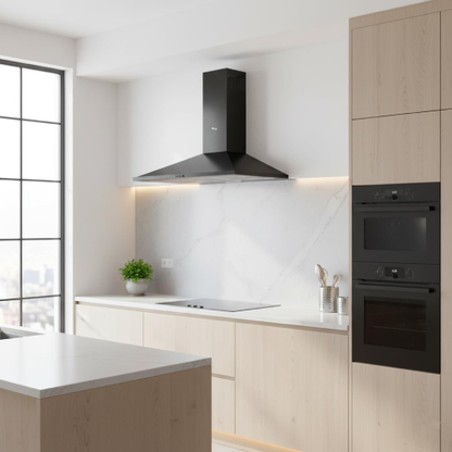 شفاط مطبخ هرمي بيورتي 60 سم مزود بفلتر كربون – قوة شفط 650 م³/ساعة – موديل – ETO BL 60 CM