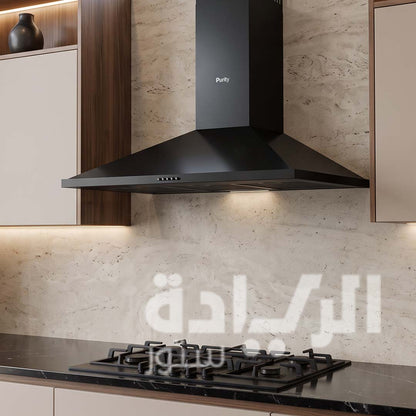 شفاط مطبخ هرمي بيورتي مقاس 60 سم – قوة شفط 1000 م³/ساعة – لون أسود - موديل – ETO PRO PLUS BL 60 CM