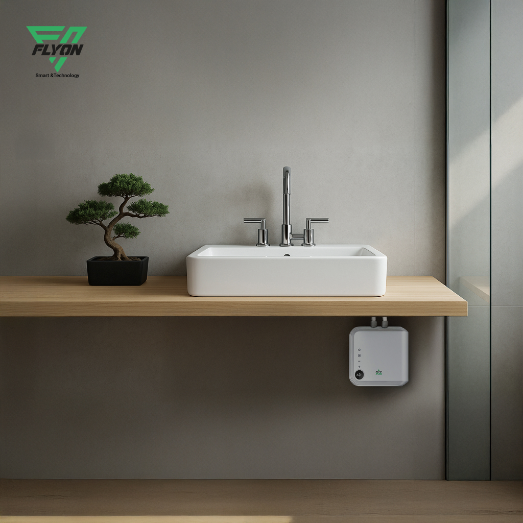 سخان مياه فوري ذكي فلايون (FLYON) Eco-smart 7 KW-White مع شاشة تاتش رقمية ومنظومة أمان كاملة ضد التسريب