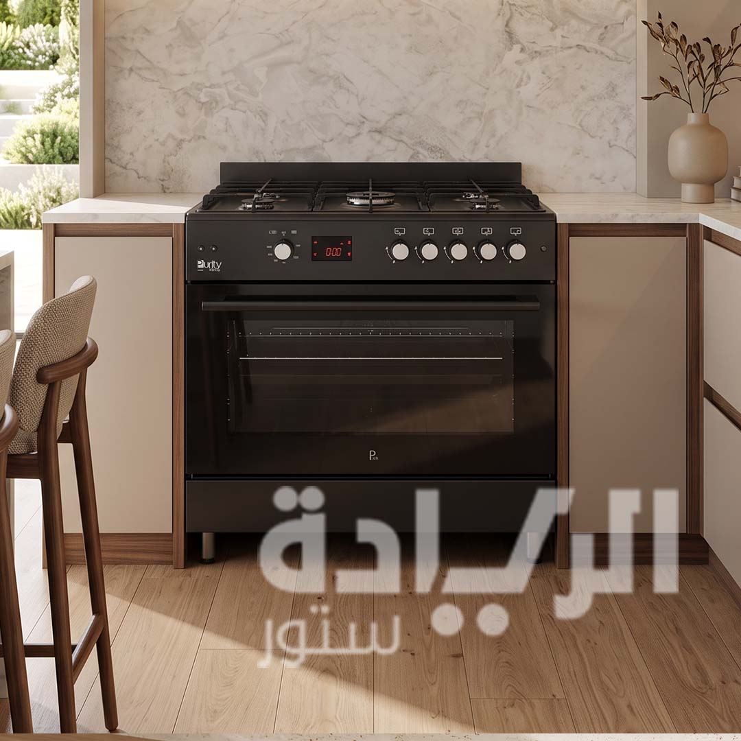 Purity 90 cm Freestanding Gas Cooker - Black - 5 Burners - 120 Liter Capacity - Full Safety - Model - FRGG9050 BL
