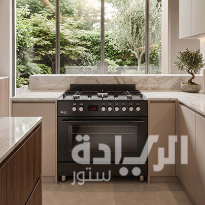 Purity 90 cm Black Freestanding Gas Cooker with Full Safety – FRGG9050 BL – 120 Liter Capacity and Italian Components (SABAF)