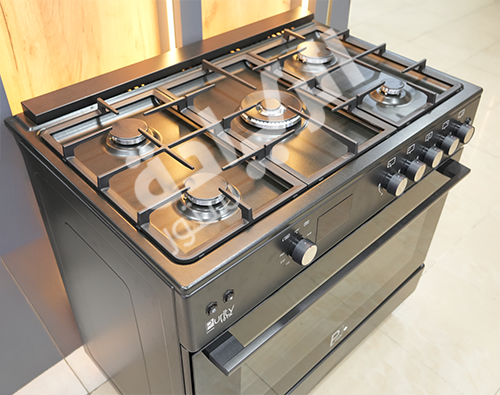 بوتاجاز غاز فري ستاند 90 سم من بيورتي - أسود – 5 شعلات – سعة 120 لتر – أمان كامل – موديل - FRGG9050 BL